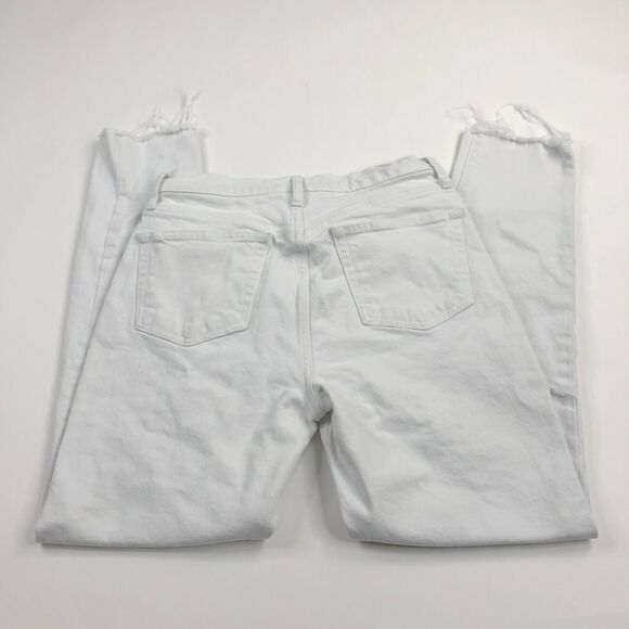 Free People Ripped Distressed White Denim Jeans Button Fly 28 (Fit 28W 28L) - Picture 1 of 9